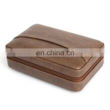 Custom Luxury pu Leather Cedar Lining Carry Portable Waterproof Humidor Travel Leather Cigar Case thumbnail-4