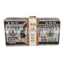 Wholesale Women Party Rhinestone Money Design Clutch Purse thumbnail-4
