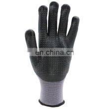 Men Black Knit Nylon Palm Fit PU Coated Gloves En388 Knitting Mechanical Protective Safety Work Gloves thumbnail-5