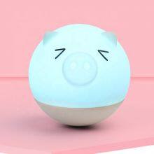 Dropshipping Night Light Silicone LED Lamp Colorful Cute Cartoon Pig Touch Sensor USB Charging Silicon For Kids Gift thumbnail-4