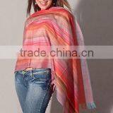 PERUVIAN COTTON AND SILK STRIPED PASHMINA