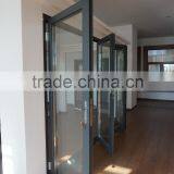 aluminum Alloy tempered clear glass folding and sliding door with key lock