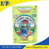 Inflation tennis racket toy with inflator