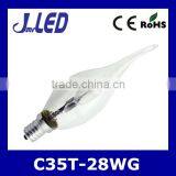 28W CE ROHS Glass Body Halogen C35 E14 With Tail Bulb