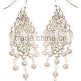 Stunning crystal and pearl chandelier bridal earrings