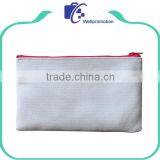 Fashion Small Size White Canvas Zipper Cosmeitc Pouch Cosmetic Bag thumbnail-1