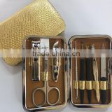 Golden snack skin pattern PU case 8PCS manicure set