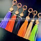 Crystal Rose Flower Leather Tessel Key Chain For Car Key Ring Car Ornaments Charms Women's Handbag Jewelry