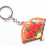 Funny Fan Shaped Colorful Flower Printing Soft Rubber Key ring High-quality Key chain PVC