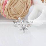 2015 Fashion 925 Sterling Silver Ring Twins Sunflower Desing Zircon Pave Setting Open Ring thumbnail-5