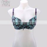 Ladies Print With Embroidery Breathable Push Up Bra thumbnail-1