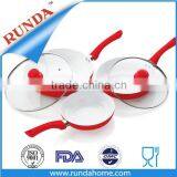 5 Pcs Ceramic Coated Frypan Set Red Non Stick Induction Cooking Contemporary