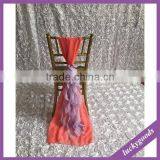 Fashionable Design Cheap Pink Chiffon Ruffled Wedding Chair Covers thumbnail-4