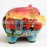 San Diego Rainbow Colors Hand Painted Piggy Bank thumbnail-2