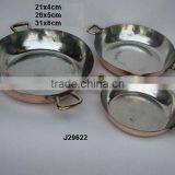 Copper Frying Pan With Pewter Lining and Brass Handles Polished thumbnail-1