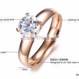 Love Couple Rose Gold Plating Stainless Steel Wedding Rings With Crystal Drill thumbnail-6
