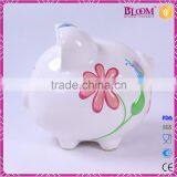 Simple Design White Pig Shape Ceramic Cheap Piggy Bank thumbnail-2