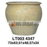 Vietnamese Ceramic Pottery/Round Modern Sand Blast Ancient TD Planter 4347