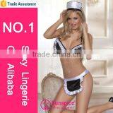 Hot sale and fashionablen new style sunspice lingerie wholesale sexy maid picture costume