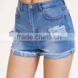 Bleach Wash Ripped Denim Shorts Skinny Stretch Zipper Fly Casual Rock Denim Pants Summer Women Shorts thumbnail-2