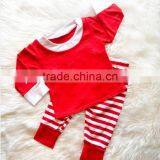 Infant Baby Christmas Red Stripes Pajama 2 Pieces Pajama Outfits Sets thumbnail-1