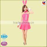 Knitted Fabrics Sexy Girl Clothes Bunny Costume for Party Pink Rabbit Clothes thumbnail-1