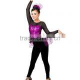 New Arrival Tap and Jazz Costumes- Sequin Leotard Black Long Pants Costumes With Short Skirts thumbnail-2