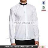 Mens White Mandarin Collar Tuxedo Shirt thumbnail-1