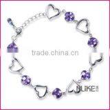 Heart 925 Silver Bracelet With CZ Stone thumbnail-1