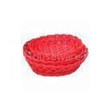 Oval Storage Baskets in Red, Made of Plastic Rattan, Used for Packing and Storage