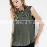 High Quality Boyfriend Sleeveless Shirt Fashion Design Women Summer Top C12811 thumbnail-4