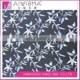 Hangzhou Floral Print Silk Crepe de Chine/silk CDC/silk Crepe Fabric With Navy Blue Color thumbnail-3