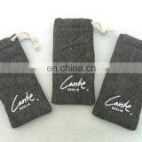 Custom Gray Print Cotton Drawstring Sunglasses Bag Goggles Pouches thumbnail-2