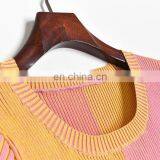 TWOTWINSTYLE Casual Patchwork Women Sweater O Neck Short Sleeve Tunic Short Hit Color thumbnail-4