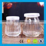 120ml 4oz Embossed Strip Glass Pudding Milk Bottle With Plastic Cap thumbnail-6