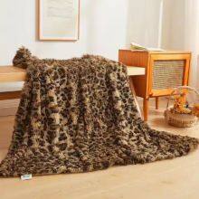 Luxury Faux Fur Leopard Print Blanket, Cheetah Print Fluffy Blanket Throw Cute Furry Animal Throw Fuzzy Blanket for Sofa Bed