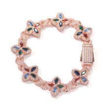 Colorful Flower Zircon Bracelet Multi-Color Crystal Bracelet Floral Inifinity Chain Statement Jewelry For Women Party Gifts thumbnail-4