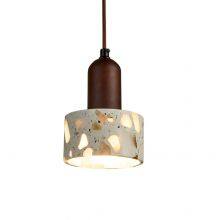 Terrazzo Cylinder Pendant Light With Walnut Wood Cap thumbnail-5