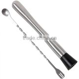 Stainless Steel with Grooved Nylon Head Premium Cocktails Making Drink Muddler