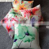 Chinese Watercolour Felt Flowers Printed 100% Cotton Large Cushion Cover thumbnail-1