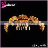 Elegant Indian Gold Hair Accessories Headband, Diamond Flower Hairbands for Ladies thumbnail-3