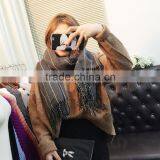 Latest Design Korean Fashion Tassel Striped Wool Shawl Scarf thumbnail-2