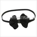 Nickel And Lead Free Black Bow With Small Metal Stud Accent Leather Belt thumbnail-1