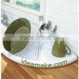 Space Saving Kitchen Organizers Dish Drying Shelf With Drain Board and Cutlery Holder thumbnail-1