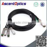 40GBASE-CR4 QSFP+ to four 10GBASE-CU SFP+ direct attach breakout cable, 2 meter passive