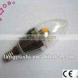 3W Decorative LED Candle Bulb, Glass Shell, E12/E14/E27