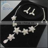 Elegant Costume Jewelry Set Flower Rhinestone Jewelry Set for Wedding Bride Party thumbnail-2
