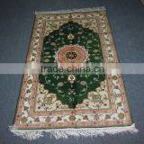 Muslim Prayer Rug High Quality Handmade Pure Silk Rug in Green Quality Choice thumbnail-1