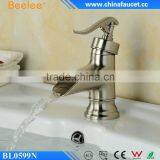 Beelee Unique Waterfall Brushed Nickle Basin Mixer Taps NSF Faucet for Bathroom thumbnail-1