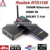 High Cost-performance M-195 4K HDD PLAYER Realtek RTD 1195 Android Duad Core tv Box 4k